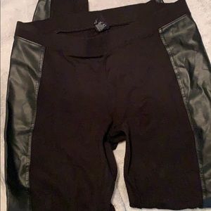 Cotton and leather leggings